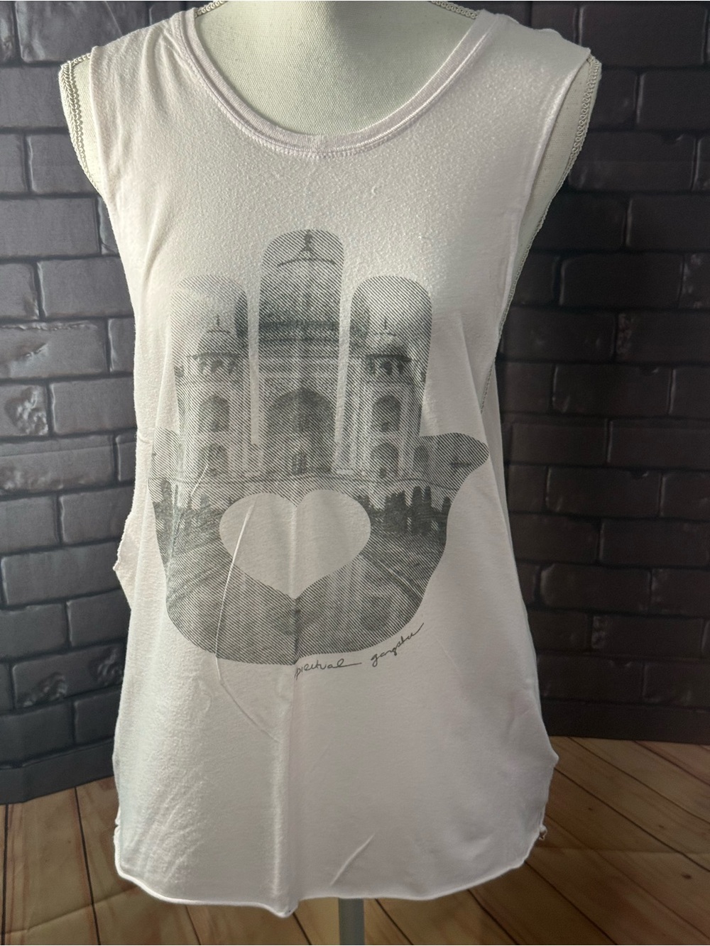 Spiritual Gangster Pale Pink Graphic Muscle Tee - Picture 13 of 15